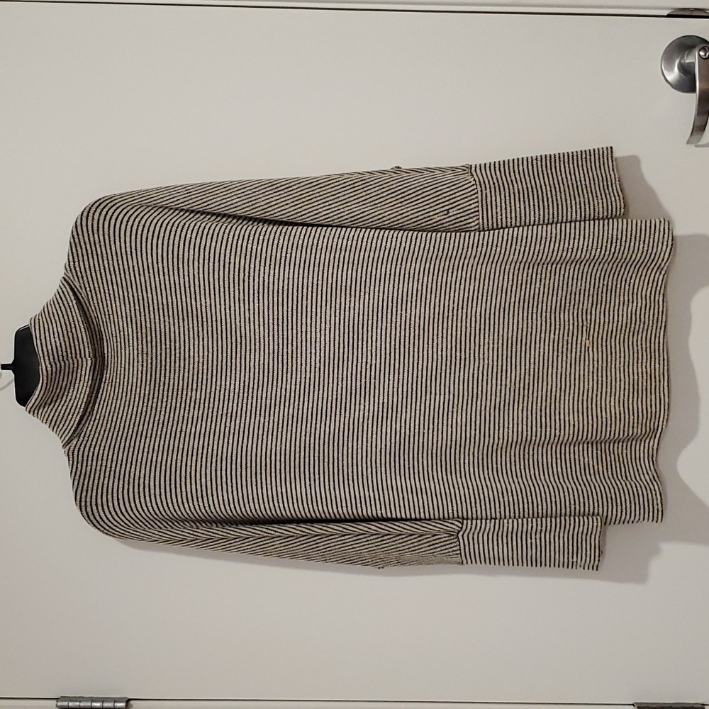 Cowl neck wrap across lightweight striped long sleeve sweater top Small - Picture 8 of 8